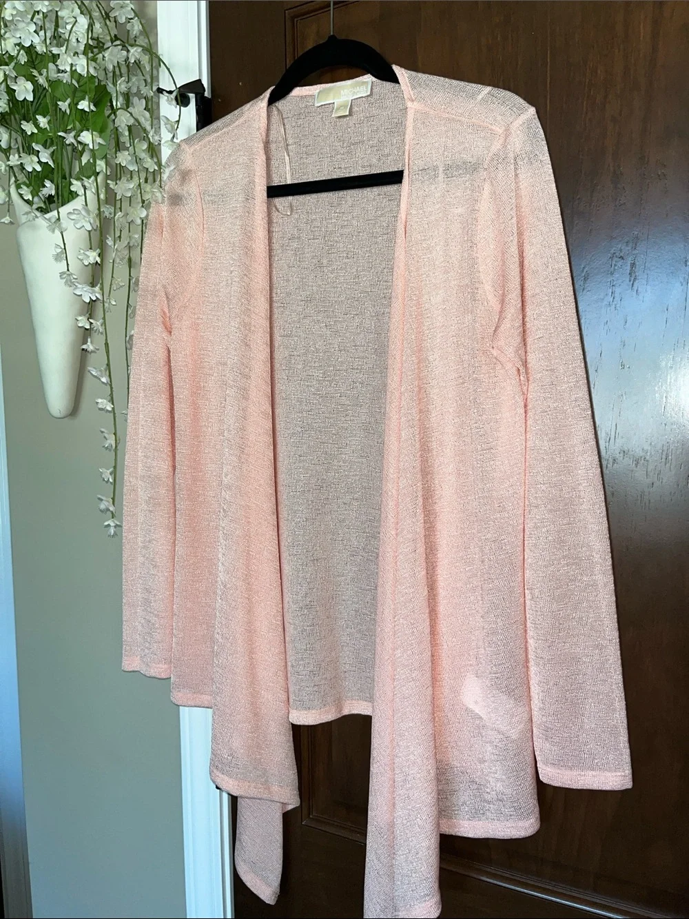 Michael Kors Light Pink Open-Front Draped Cardigan